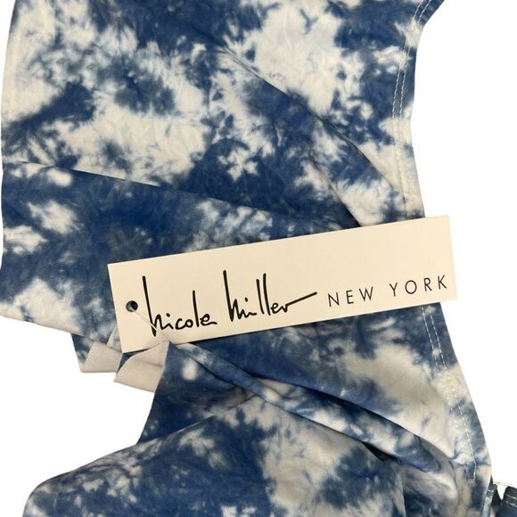 NICOLE MILLER Women's Blue Tie Dye  Cold Shoulder One Piece Swimsuit Small NWT - Picture 5 of 11